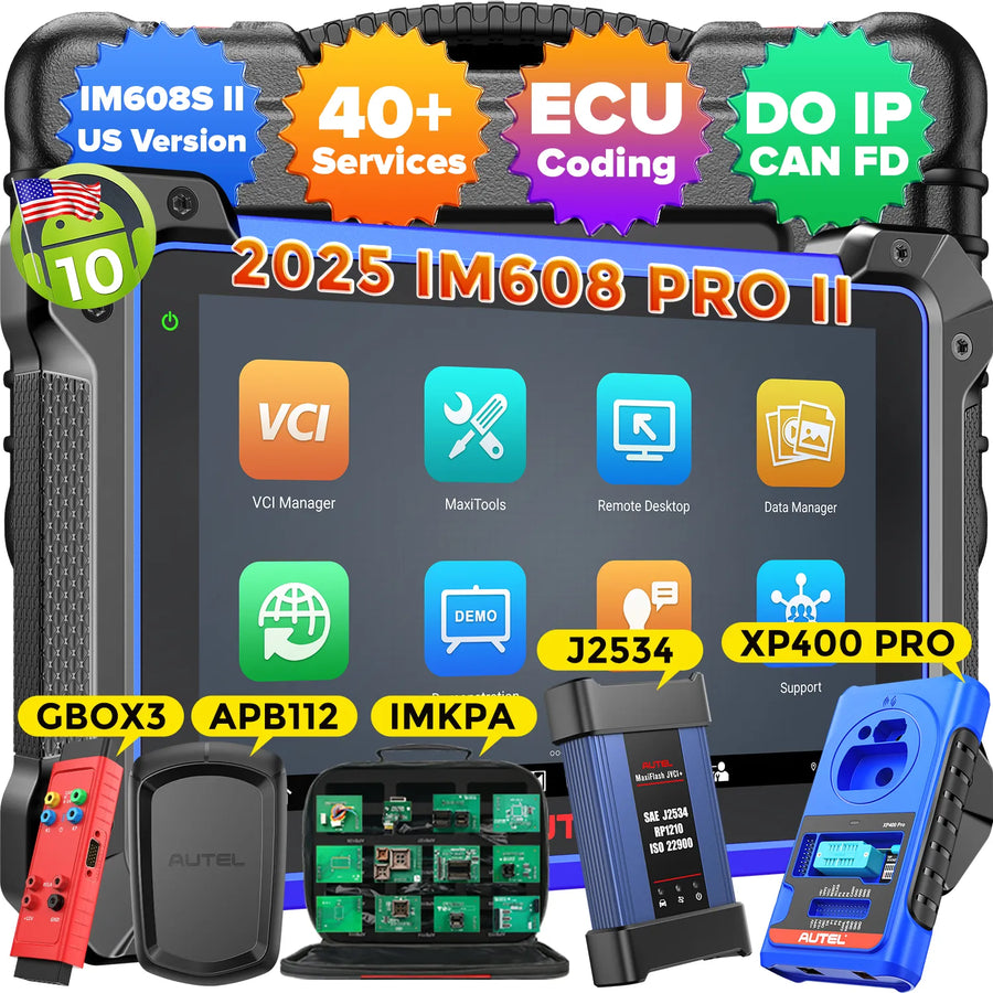 [2-Year Update] Autel MaxiIM IM608 PRO II Full Kit Scanner for Car IMMO Key Fob Programming Tool with XP400 PRO Chip Programmer, J2534 Online ECU Coding, All System Diagnostics Above MS908, CAN FD& DOIP
