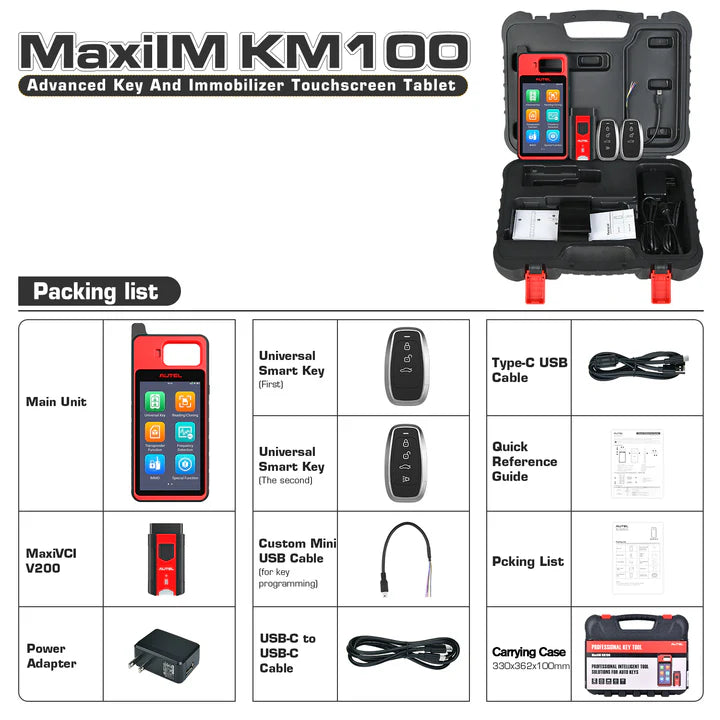 Autel MaxiIM KM100 Key Fob Programming Immobilizer Tool, Same as KM100E/KM100X, 60S Key Generation and IMMO Learning, Chip Read/Write /Cloning, Autel’s #1 Best Seller