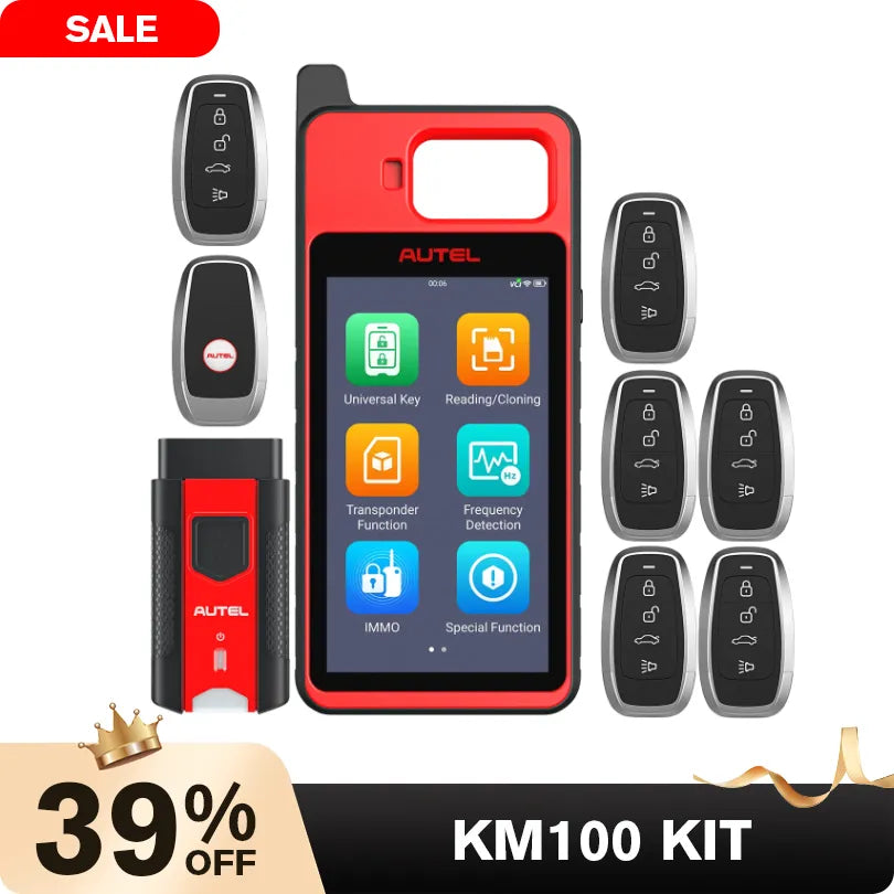 Autel MaxiIM KM100 Kit,Key Fob Programming Immobilizer Tool with 5 Pcs Ikey 60S Key Generation and IMMO Learning, Chip Read/Write /Cloning