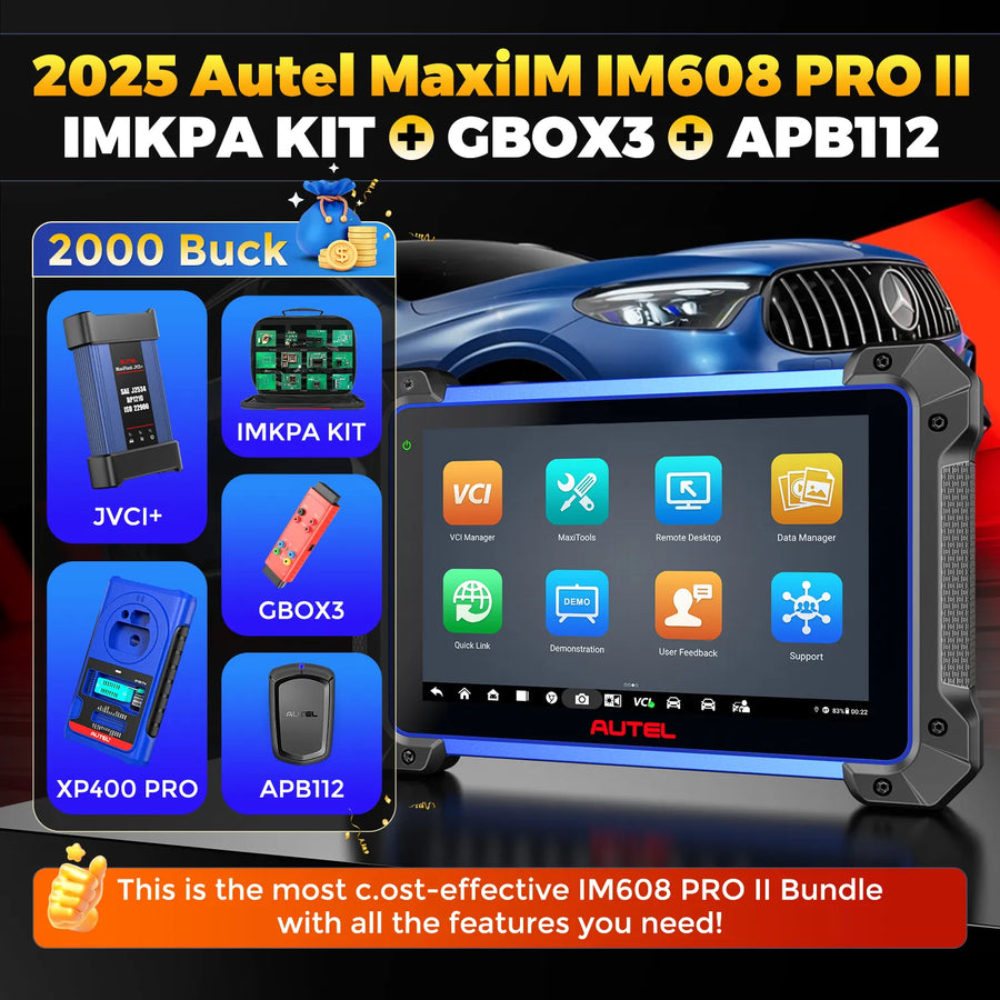 [2-Year Update] Autel MaxiIM IM608 PRO II Full Kit Scanner for Car IMMO Key Fob Programming Tool with XP400 PRO Chip Programmer, J2534 Online ECU Coding, All System Diagnostics Above MS908, CAN FD& DOIP