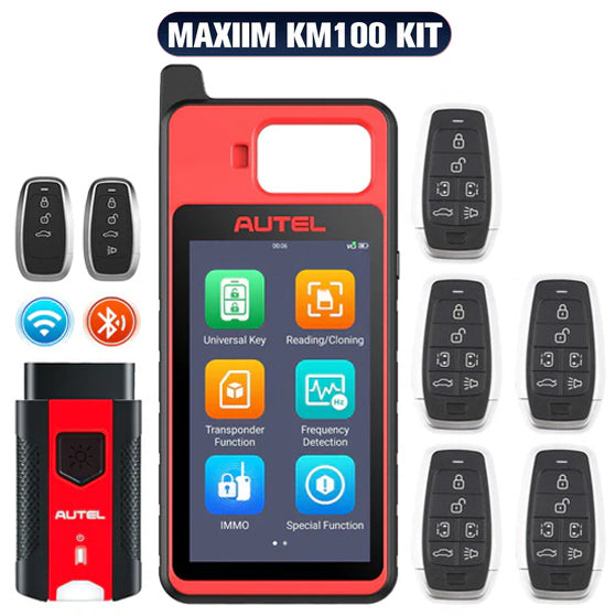 Autel MaxiIM KM100 Kit,Key Fob Programming Immobilizer Tool with 5 Pcs Ikey 60S Key Generation and IMMO Learning, Chip Read/Write /Cloning