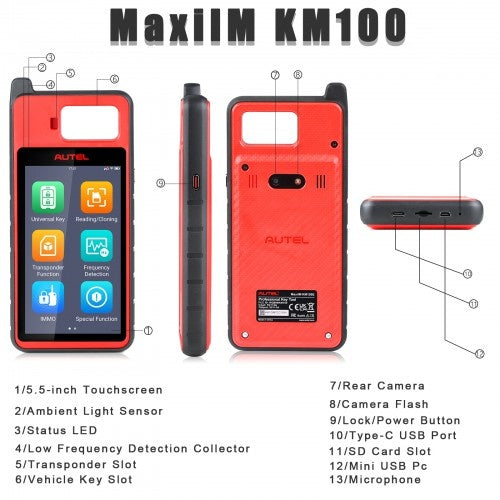 Autel MaxiIM KM100 Key Fob Programming Immobilizer Tool, Same as KM100E/KM100X, 60S Key Generation and IMMO Learning, Chip Read/Write /Cloning